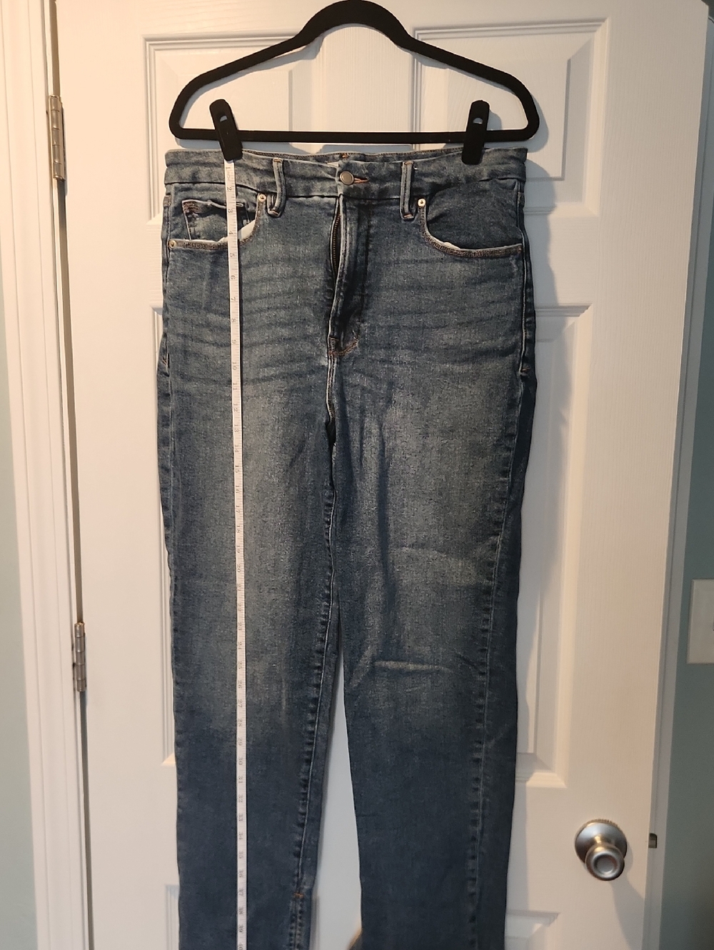 Good American High-Rise Washed Blue Jeans